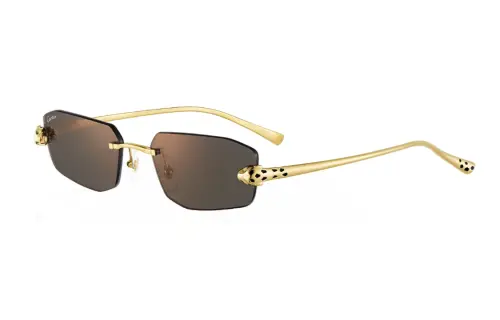 CARTIER Irregular Shape Sunglasses Unisex Gold