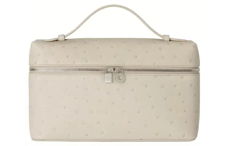 Loro Piana ExtraPocket Ostrich Leather Handbag, Shoulder Bag, Crossbody Bag Regular Women's Light Lime Gray