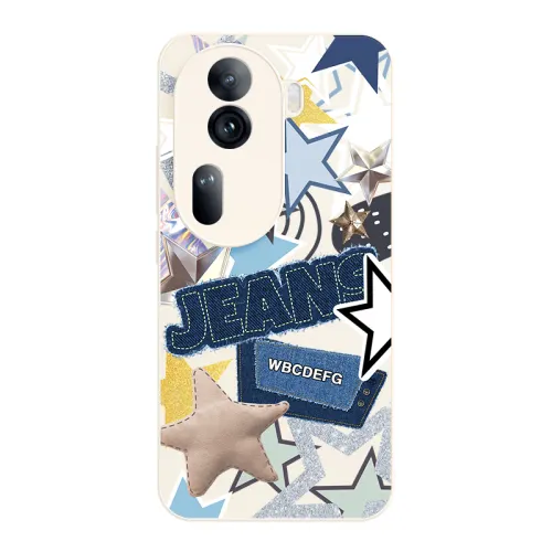 Small bones, matte material, high-end Internet celebrity trendy brand, niche denim label, five-pointed star matte, mobile phone case, suitable for opporeno11/k11/10pro+/9/8/7pro/findx6/x5pro/k10/Reno6, European and American style