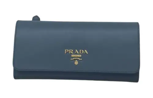 PRADA Calfskin Wallet Women's Blue
