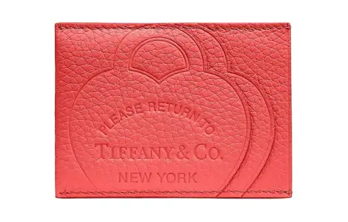 TIFFANY & CO. Return To Tiffany Collection Taurillon Leather Card Holder Women's Mauve Red