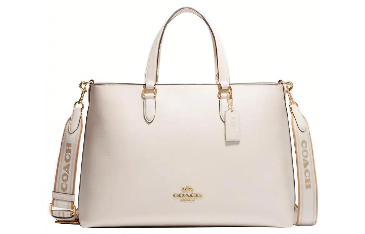 COACH Logan Cow Leather Handbags Large Women's Chalk White