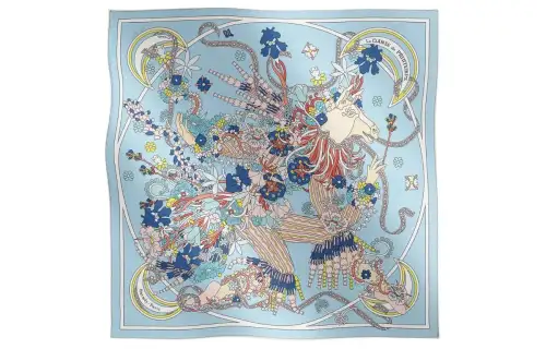 HERMES Silk Scarves Unisex Blue