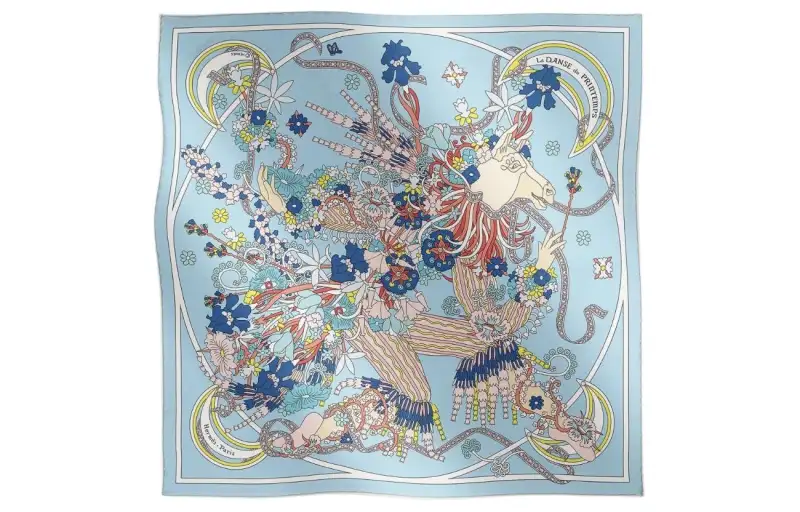 HERMES Silk Scarves Unisex Blue
