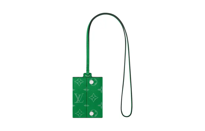 LOUIS VUITTON Cowhide Patchwork Canvas Card Holder Men's Cactus Green