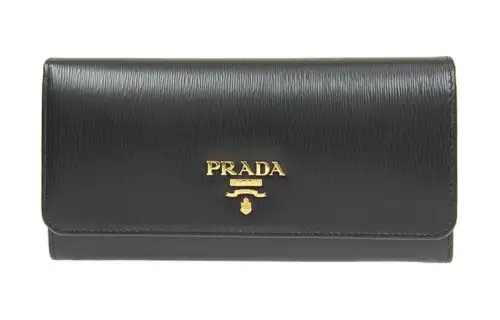 PRADA Calfskin Wallet Women's Black