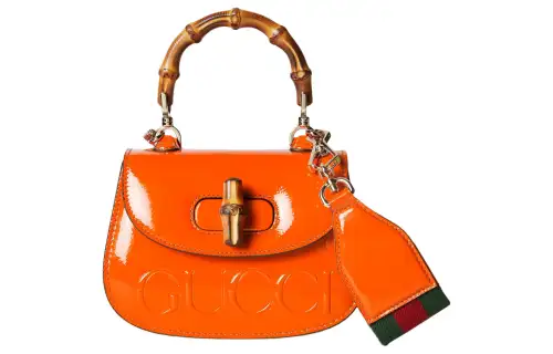 GUCCI Patent Leather Shoulder Bag, Crossbody Bag, Handbag Mini Women's Orange
