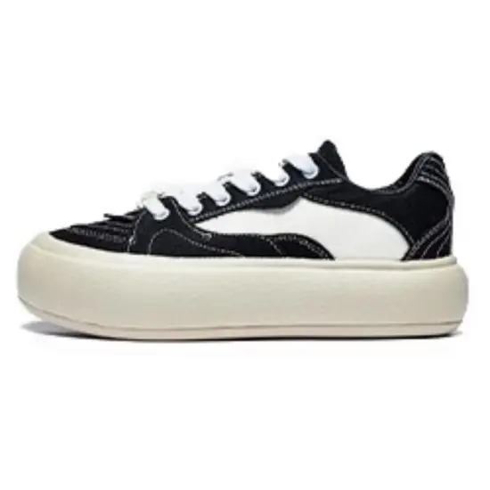 LiNing Puff Platform Casual Shoes Women's Low-Top Black Ecru