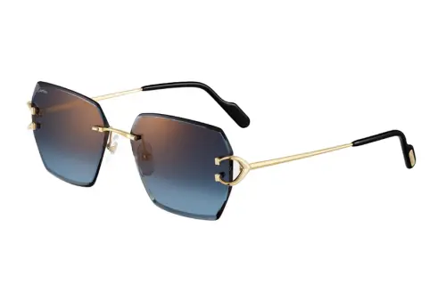 CARTIER Irregular Shape Sunglasses Unisex Gold