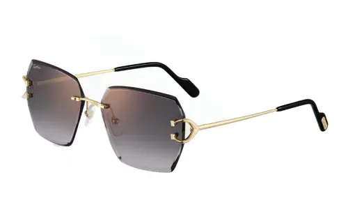 CARTIER Metal Irregular Shape Sunglasses Unisex Gold
