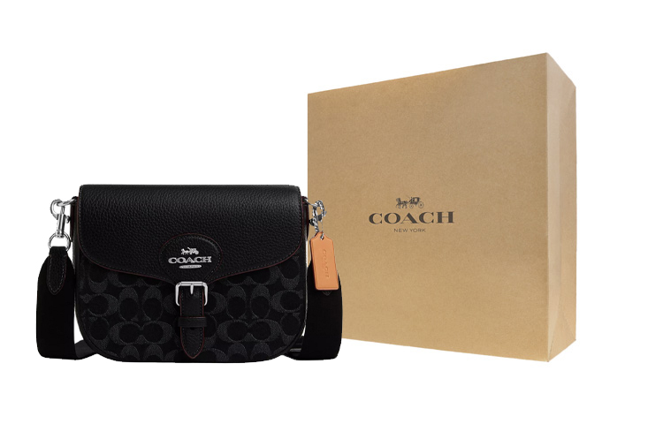 Женская сумка COACH Amelia 24 (серебристо-черная)