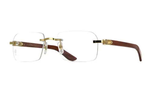 CARTIER Metal Rectangular Eyeglass Frames Unisex Brown