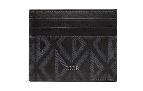 DIOR CD Diamond Canvas With Leather Wallet Card Holder Card Holder Men's Black
