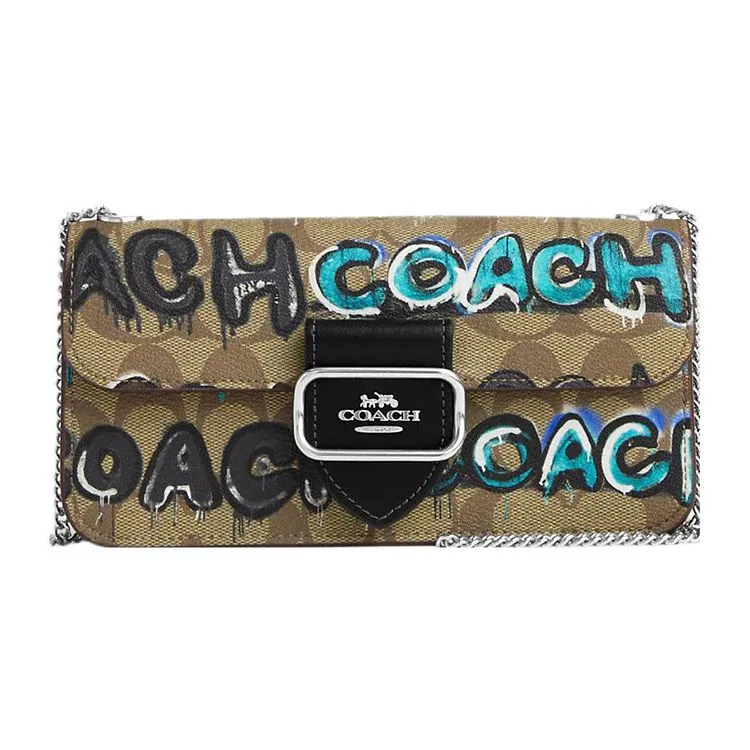 COACH Mint+Serf Morgan Collaboration Canvas With Leather Crossbody Bags Small Women's Khaki