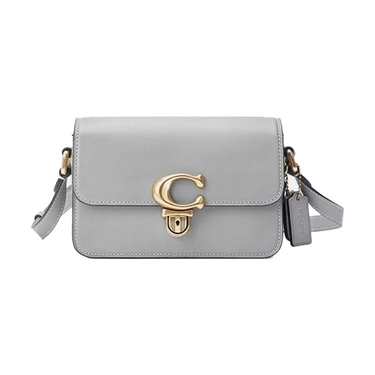 COACH Studio Cow Leather Shoulder Bag, Crossbody Bag Small Women's Gray