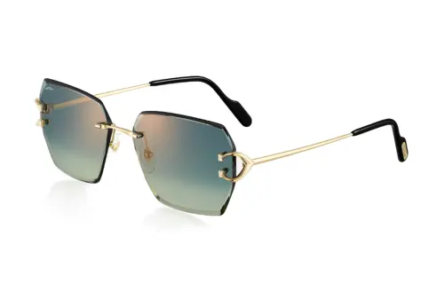 CARTIER Irregular Shape Sunglasses Unisex Gold