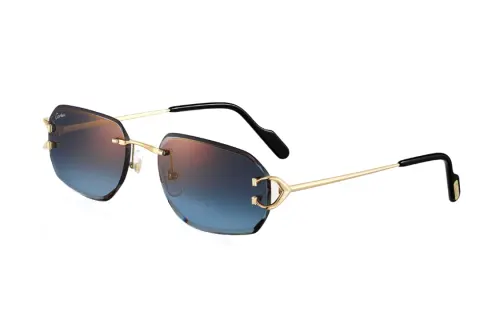 CARTIER Metal Irregular Shape Sunglasses Unisex Gold