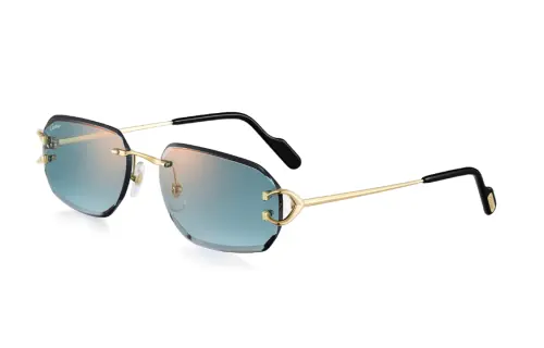 CARTIER Metal Irregular Shape Sunglasses Unisex Gold