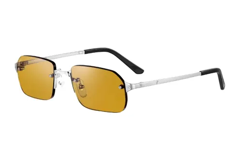 CARTIER Metal Irregular Shape Sunglasses Unisex Silver