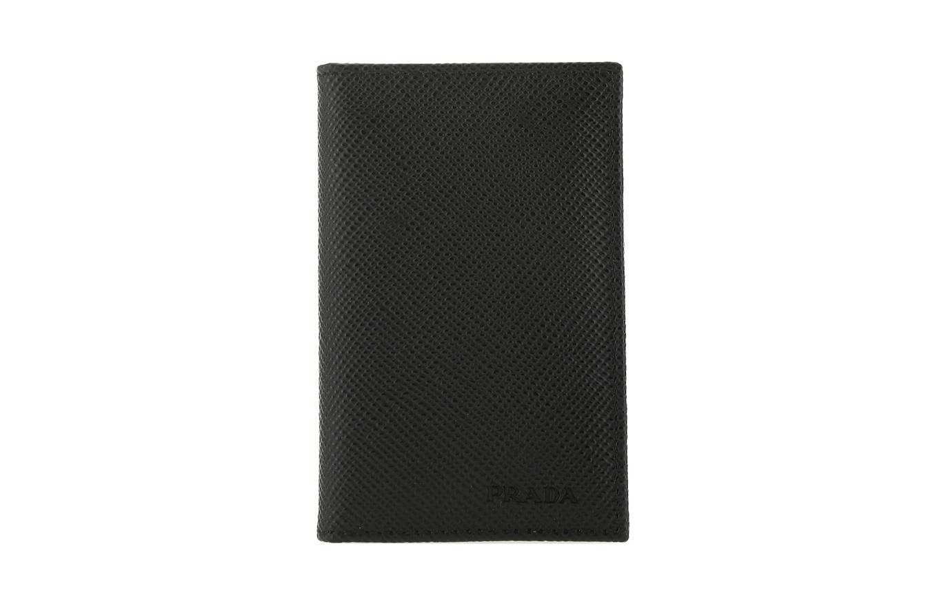 PRADA Saffiano Calfskin Card Holder Women's Black