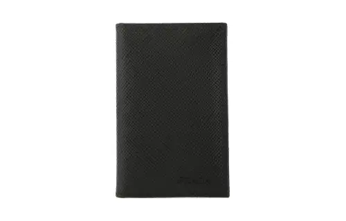 PRADA Saffiano Calfskin Card Holder Women's Black