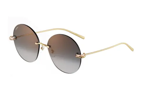 CARTIER Metal Round Sunglasses Unisex Gold