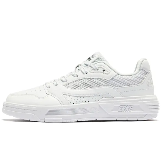 Erke Skateboard Shoes Women's Low-Top Microcrystal White