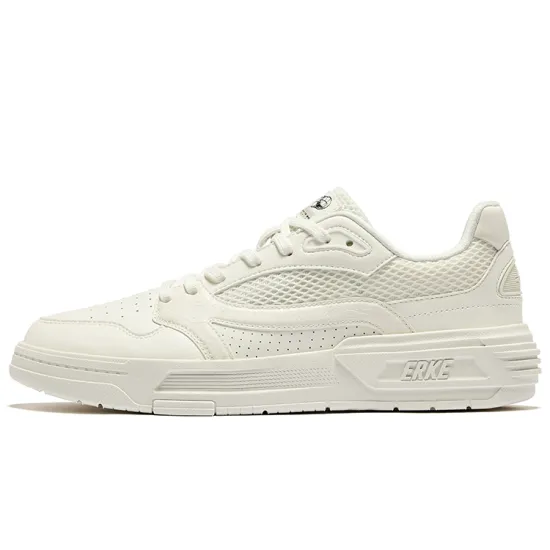 Erke Skateboard Shoes Men Low-Top Microcrystal White