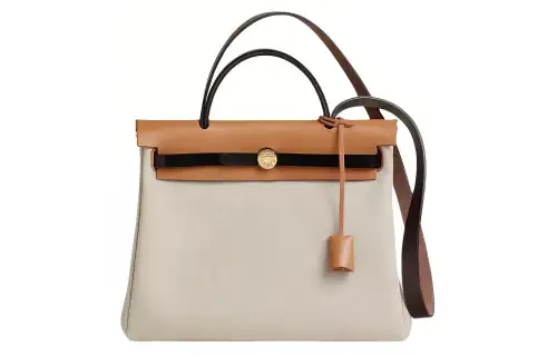 HERMES Herbag Zip Hunter Cow Leather And Canvas Shoulder Bag, Crossbody Bag, Handbag 31 Unisex