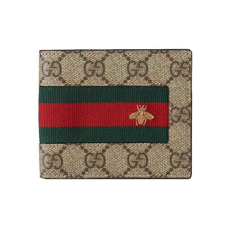 GUCCI Canvas With Leather Wallet Men's Ebony/Brown