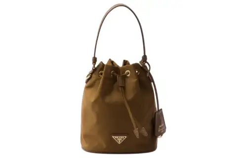 PRADA Re Edition Fabric With Leather Bucket Bag, Handbag, Shoulder Bag, Crossbody Bag Mini Women's Wood Brown