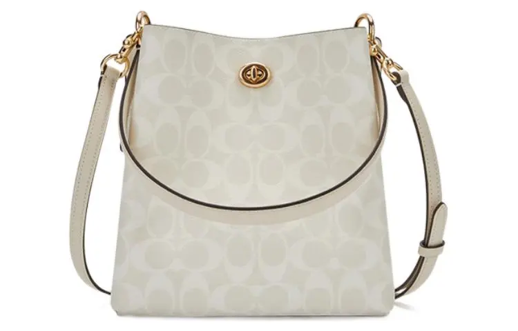 COACH Charlie PVC Bucket Bag, Tote Bag, Shopping Bag, Handbag, Shoulder Bag Women's Ivory Gray & Glacier White