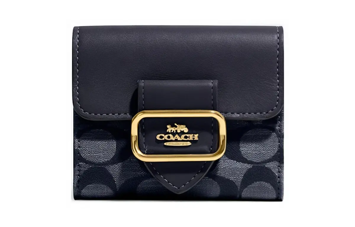 COACH Morgan Artificial Leather With Leather Clutch Wallet Women's Blue
