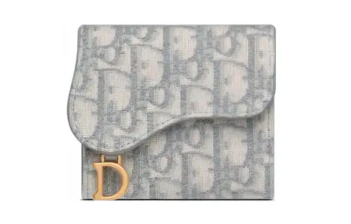 DIOR Saddle Jacquard Card Holder, Coin Purse, Wallet Medium Women's Gray