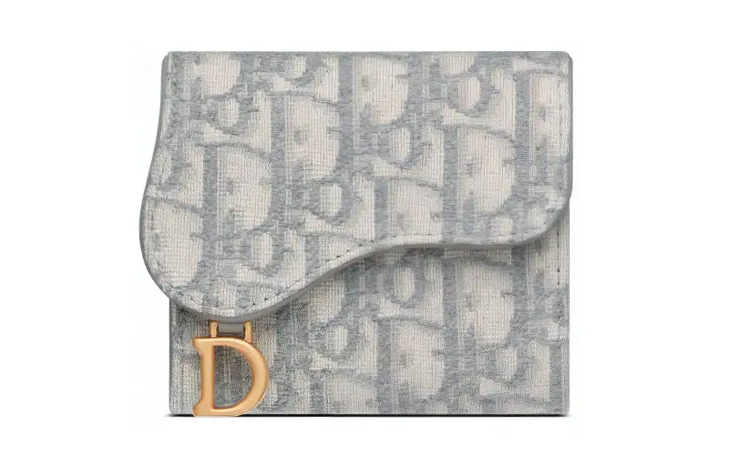 DIOR Saddle Jacquard Card Holder, Coin Purse, Wallet Medium Women's Gray