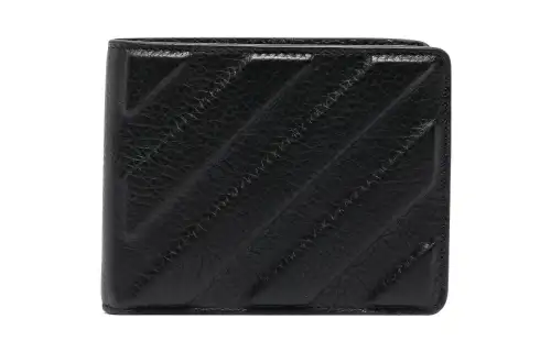 OFF WHITE Diag Stripe Bi Fold Wallet Black