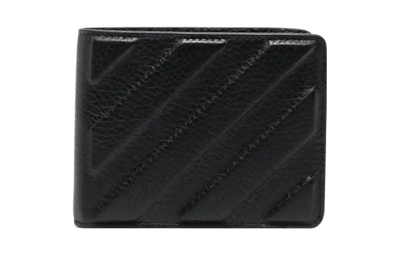 OFF WHITE Diag Stripe Bi Fold Wallet Black