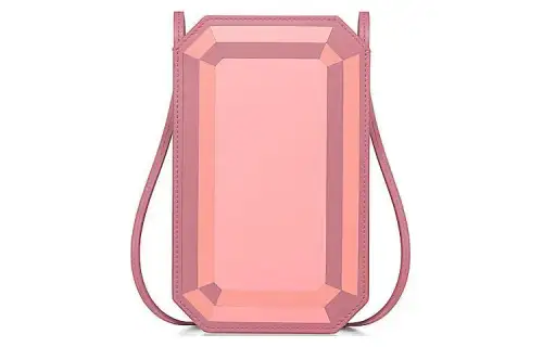 TIFFANY & CO. Leather One Shoulder Crossbody Cell Phone Pouch Women's Rose Pink
