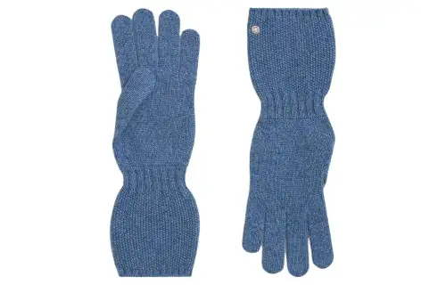 HERMES Knit Gloves Women's Blue