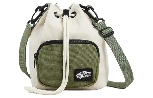 Vans Nylon With Cotton Bucket Bag, Shoulder Bag, Crossbody Bag Regular Women's White & Green