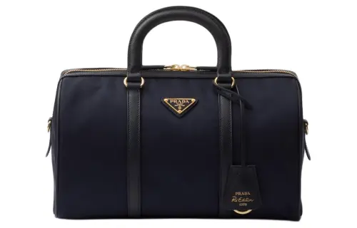 PRADA Re Edition Fabric With Leather Shoulder Bag, Crossbody Bag, Handbag Medium Women's Marine Blue