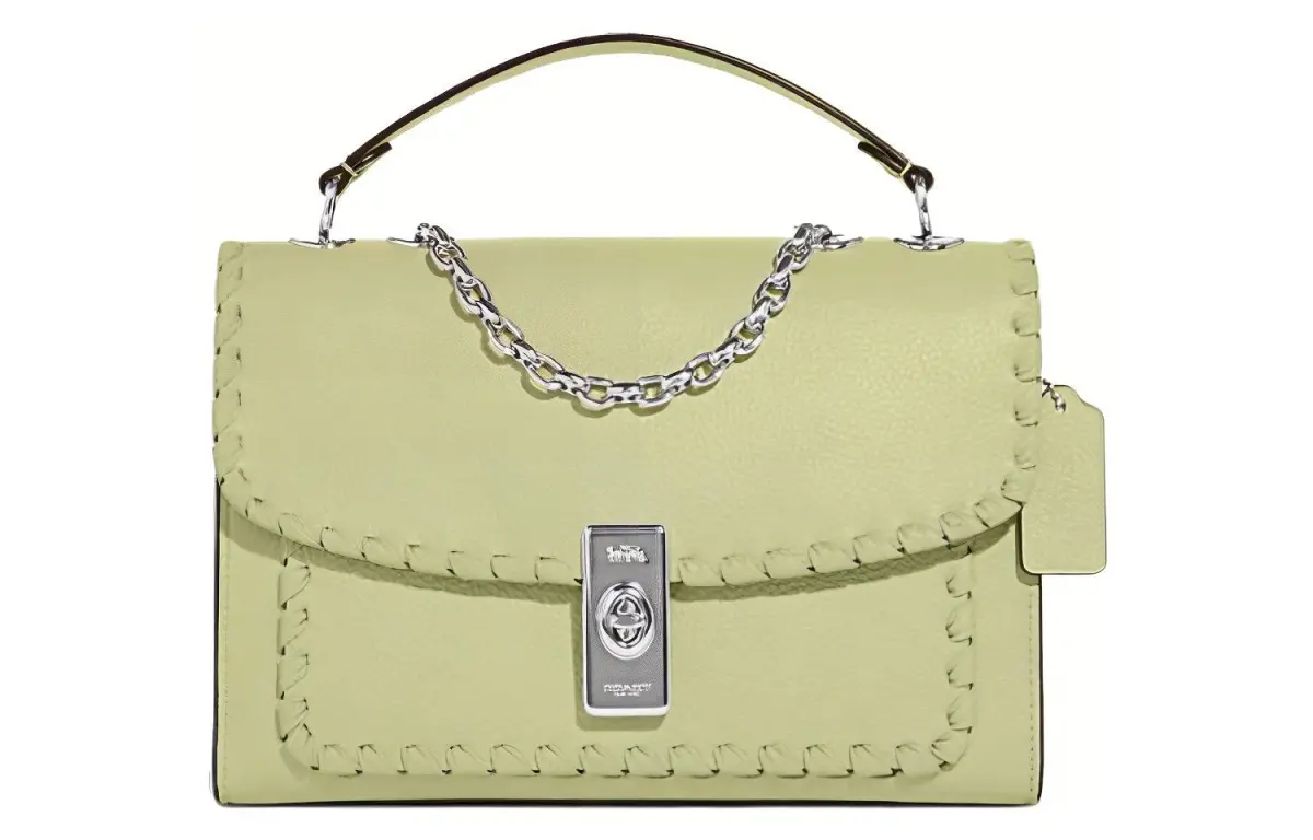 COACH Cow Leather Handbag, Shoulder Bag, Crossbody Bag Medium Women's Lime Green