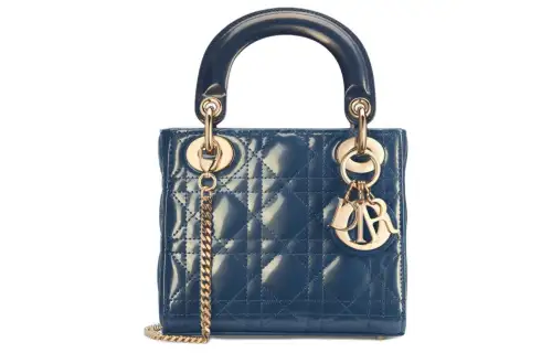 DIOR Lady Dior Calfskin Handbag, Shoulder Bag, Crossbody Bag, Handbag Mini Women's Light Midnight Blue