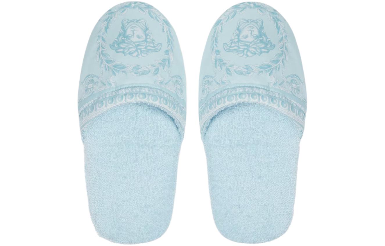 VERSACE /Versace Baroque Print Unisex Home Slippers Blue