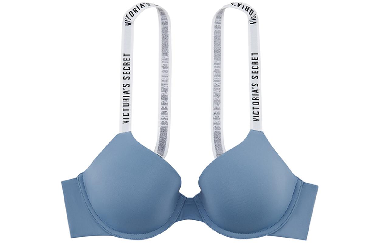 Victoria's Secret Victoria's Secret Letter Web V-Fixed Thin Padded Bra Women's Washed Denim Blue