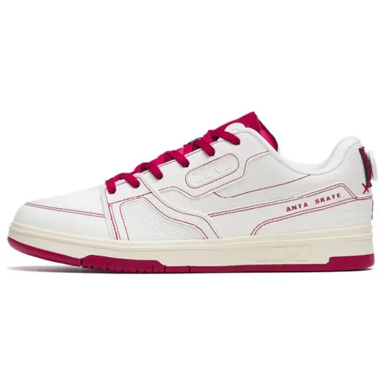 ANTA AOYU Skateboard Shoes Men Low-Top White Red