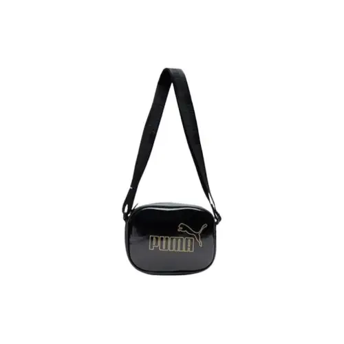 PUMA Artificial Leather Small Square Bag, Camera Bag, Shoulder Bag, Crossbody Bag Regular Women's Black Gold