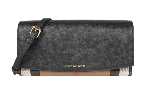 Burberry Fabric With Leather Wallet, Crossbody Bag, Shoulder Bag Women's Black Multicolor
