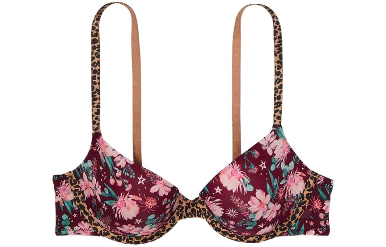 Victoria's Secret Victoria's Secret Soft, Stretch, Comfortable, Thinly Padded 3/4 Cup Bra Women's Kiel Wine Floral Print