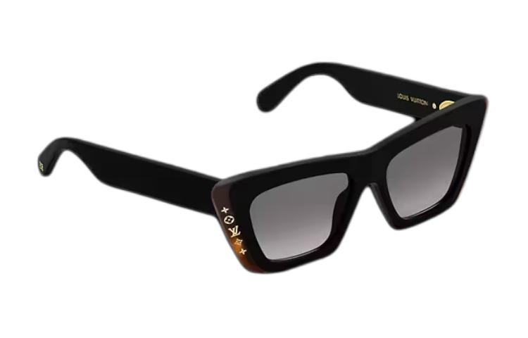 LOUIS VUITTON Acetate Irregular Shape Sunglasses Women's Black